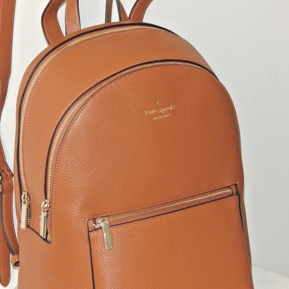 NWT Kate Spade New York LENA Leather Zipper Closure Top Handle Brown Backpack - Picture 3 of 13